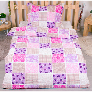 Prodloužené bavlněné povlečení 140x220+70x90 Patchwork růžový