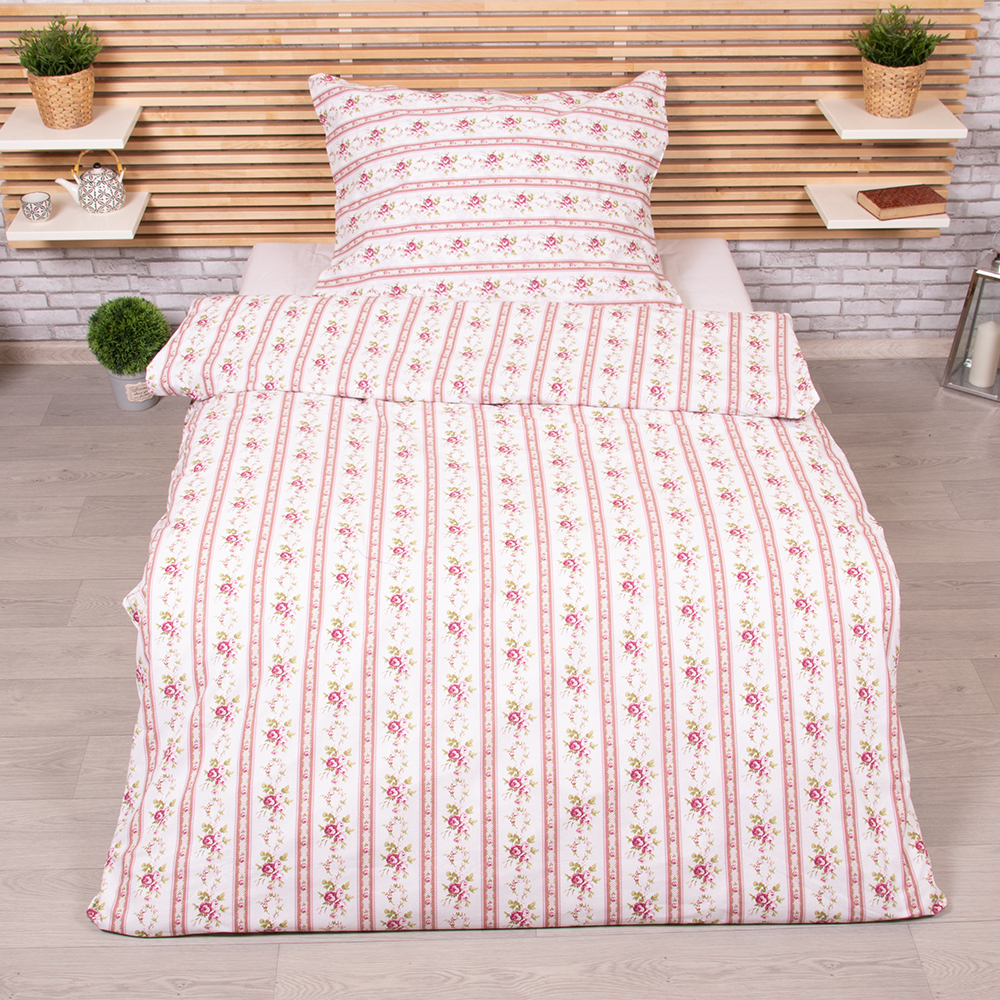 TP Prodloužené bavlněné povlečení 140x220+70x90 - Retro růžové