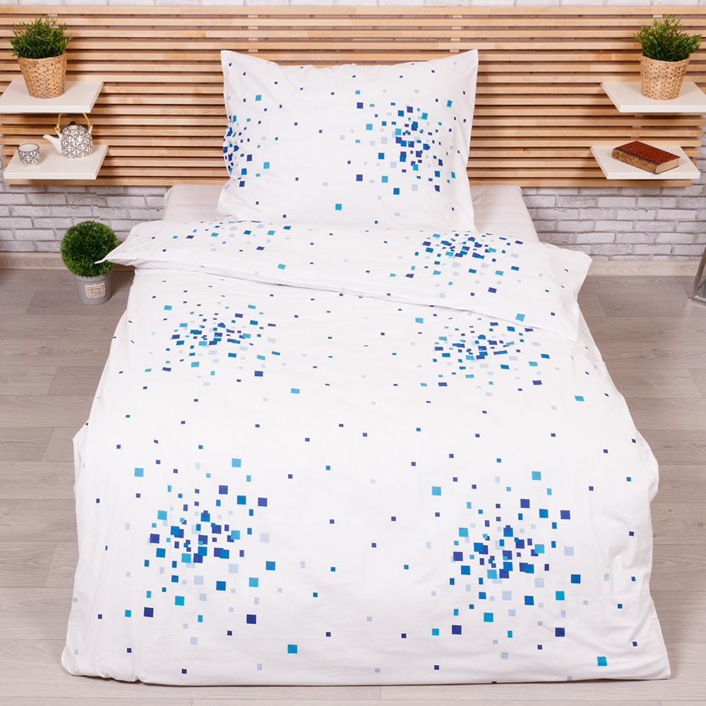 TP Bavlněné povlečení 140x200+70x90 - Kostičky modré