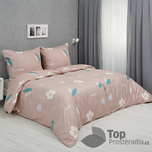 Microtop povlečení 140x200+70x90 Peříčka a květy