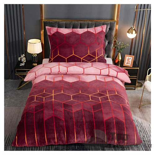 Prodloužené mikroplyšové povlečení Premium 140x220+70x90 Nina vínová