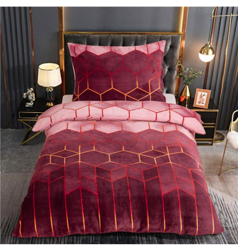 Fotografie TP Prodloužené povlečení mikroflanel 140x220 + 70x90 - Nina vínová