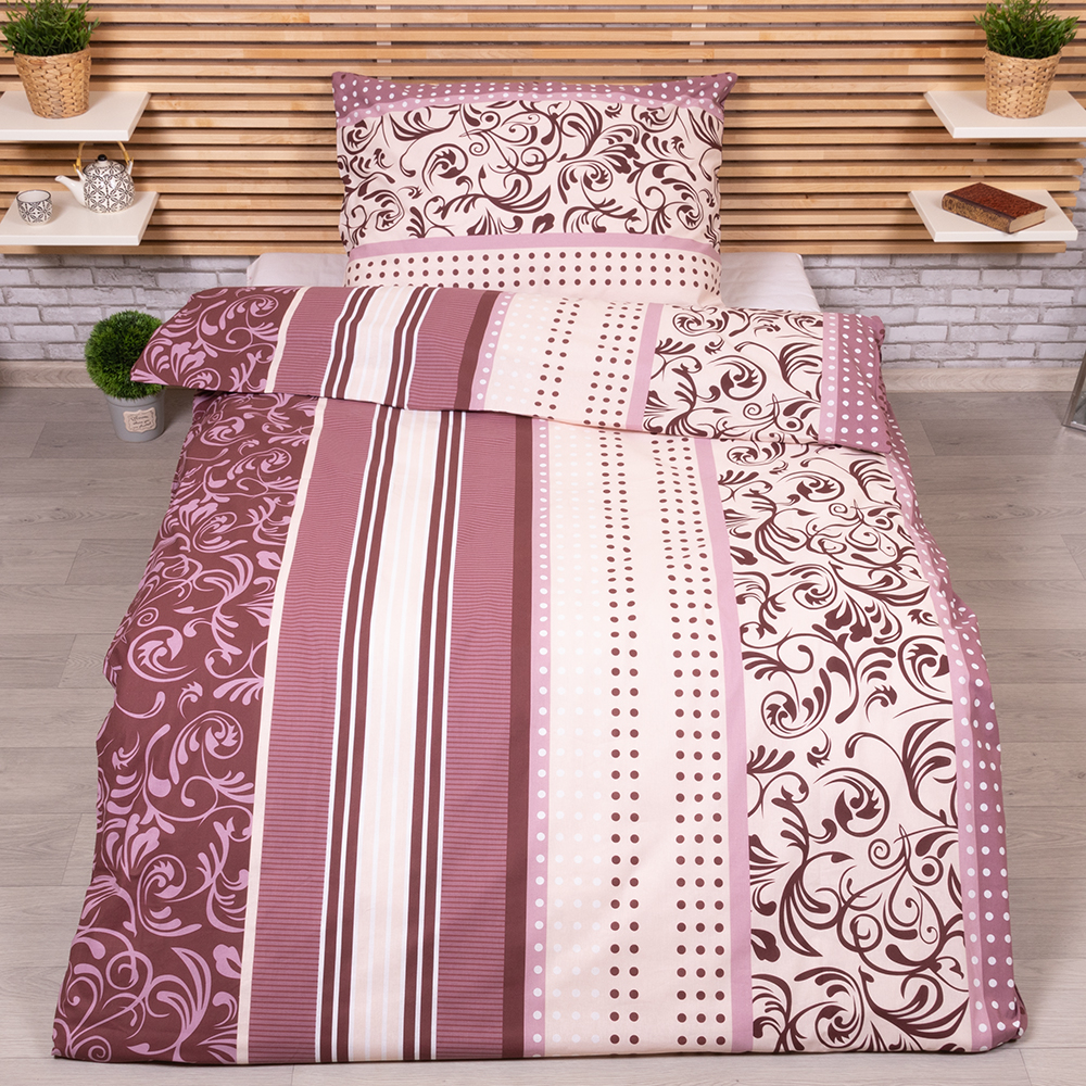 TP Prodloužené bavlněné povlečení 140x220+70x90 - Miranda bordó