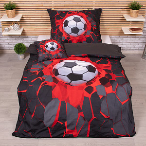 3D povlečení 140x200+70x90+40x40 Football Red-Black