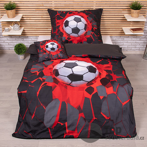 3D povlečení 140x200+70x90+40x40 Football Red-Black