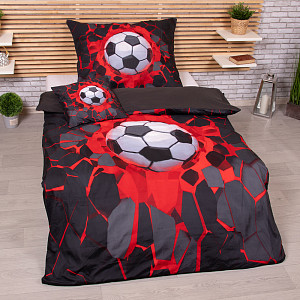 3D povlečení 140x200+70x90+40x40 Football Red-Black