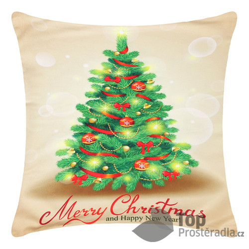 Povlak na polštářek s vánočním motivem 45x45 Vánoční strom zlatý