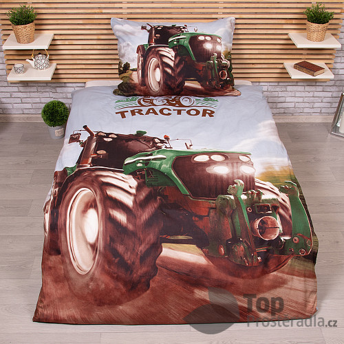 3D bavlněné povlečení 140x200+70x90 Traktor