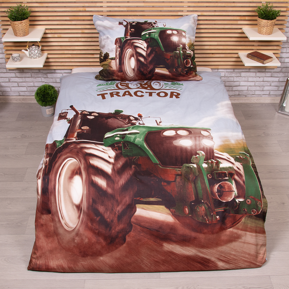 Fotografie TP 3D bavlněné povlečení 140x200+70x90 Traktor