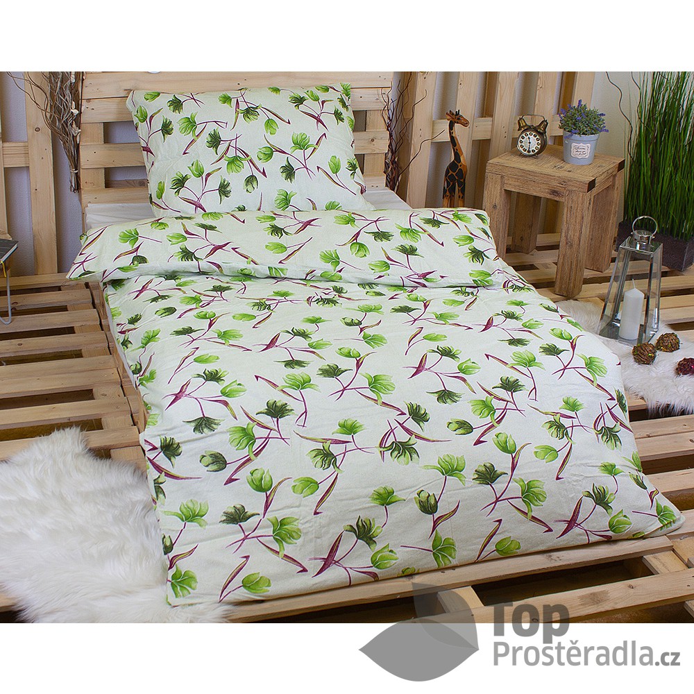 TOP Flanelové povlečení 70x90 140x200 Poupata