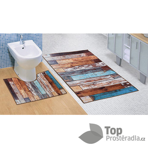 Koupelnový 3D set 60x100+60x50 - Dřevěná podlaha