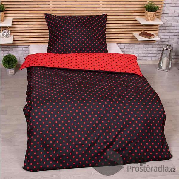 TP Hebké povlečení 140x200+70x90 Puntíky černé 2
