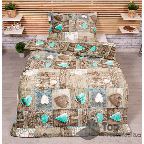 Mikroplyšové povlečení Premium 140x200+70x90 Romantika tyrkys
