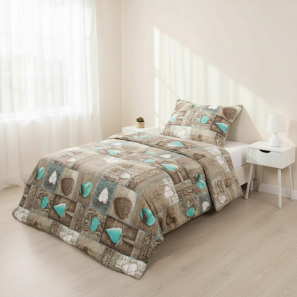 TP Mikroflanelové povlečení 140x200+70x90 - Romantika tyrkys