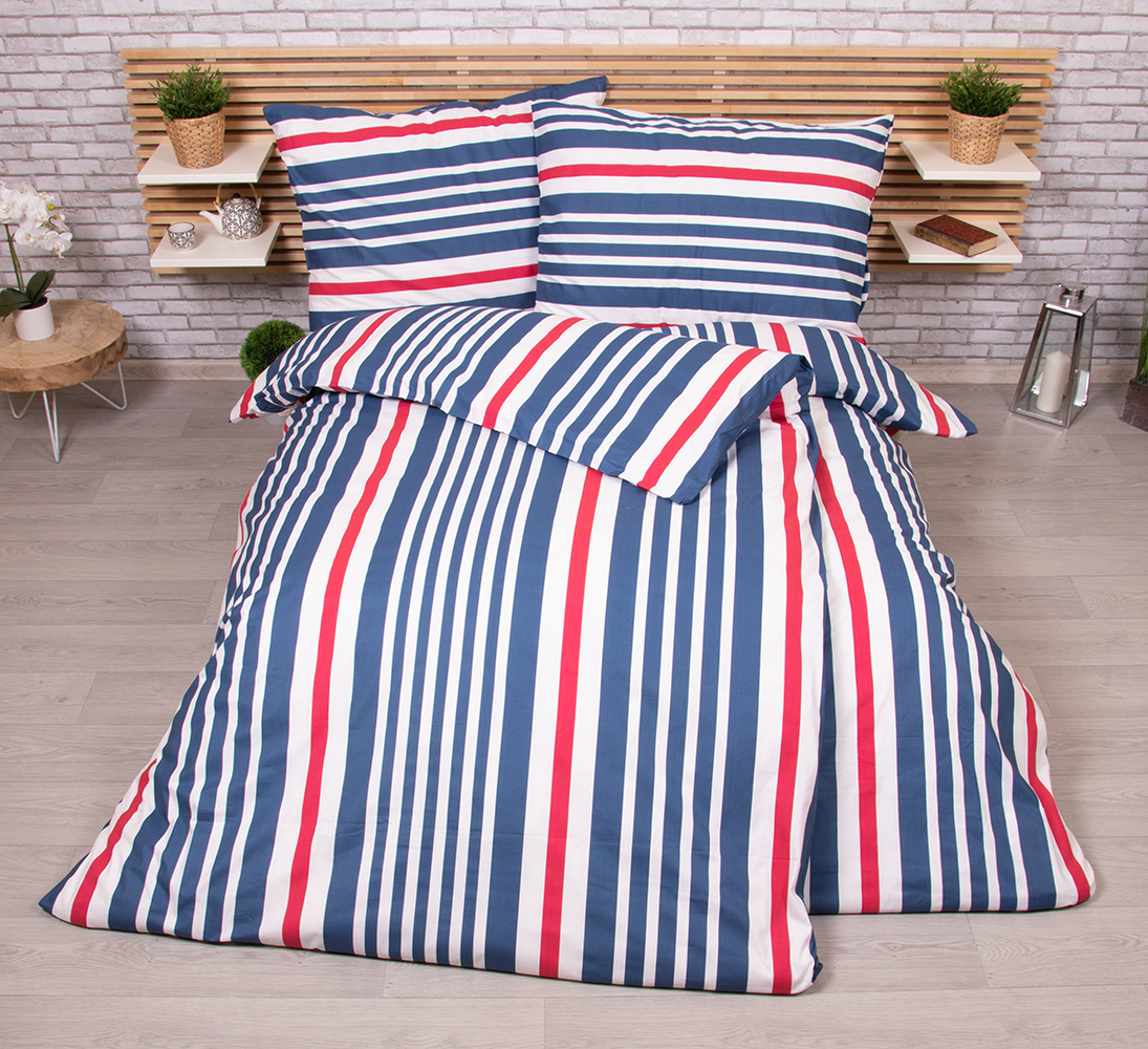 TP Zvýhodněná sada RANFORCE Bavlněného povlečení na dvě klasická lůžka - Pruhy modré