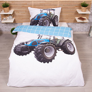 3D povlečení 140x200+70x90 - Traktor blue
