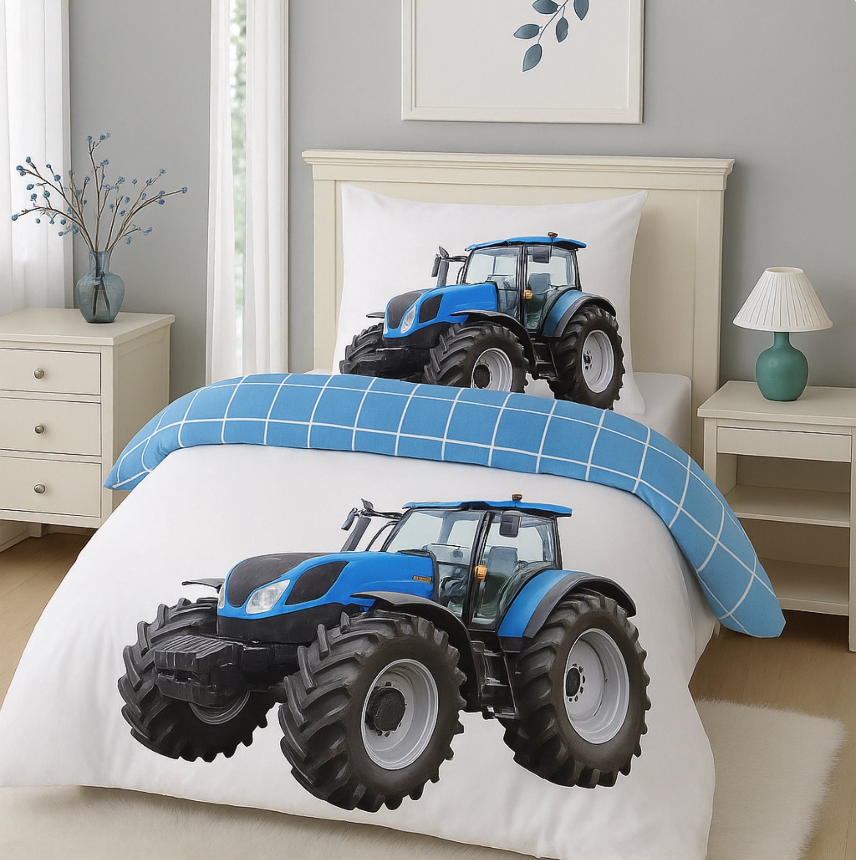 TP 3D povlečení 140x200+70x90 - Traktor blue