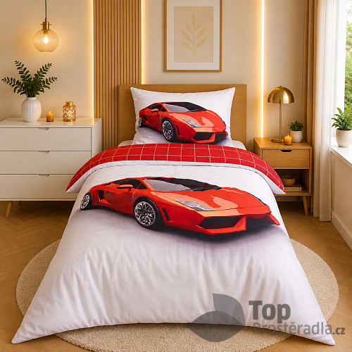 3D povlečení 140x200+70x90 Red car