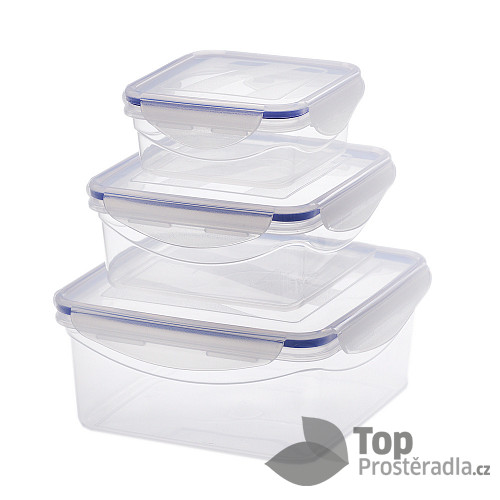 Plastový box na potraviny set 3 ks 2,5 L, 1,2 L, 0,53 L