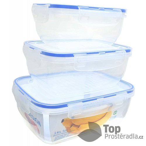 Plastový box na potraviny set 3ks 0,8 L, 1,4 L, 2,3 L