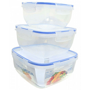Plastový box na potraviny set 3ks 0,9 L, 1,4 L, 2,4 L