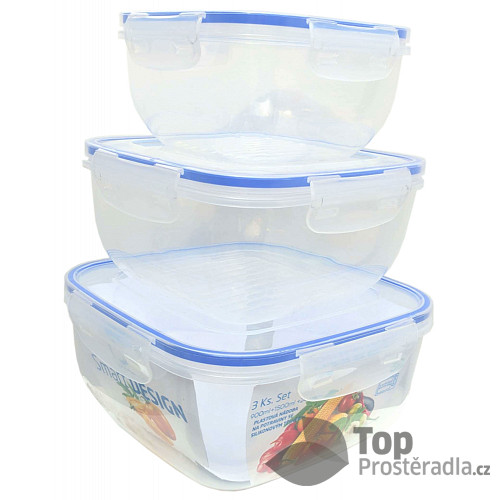 Plastový box na potraviny set 3ks 0,9 L, 1,4 L, 2,4 L