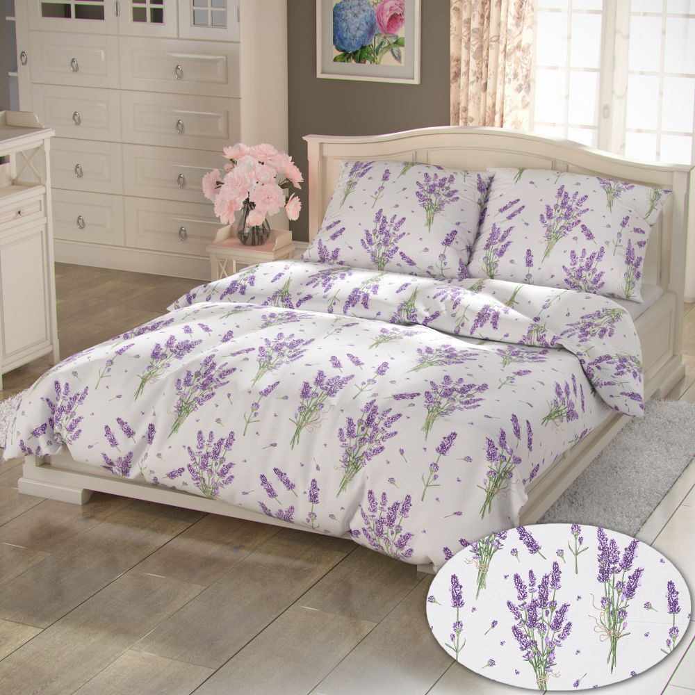 TP Francouzské prodloužené bavlněné povlečení PROVENCE COLLECTION 240x220+2x70x90 LEVANDULE fialová