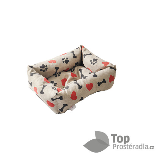 Hranatý pelech pro psa Davidog malý 55x42x13 - I Love šedý