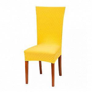 Univerzální elastický potah na židli Káro jemné - Žlutá