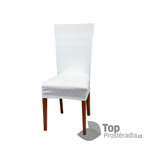 Univerzální elastický potah na židli Káro - Bílá
