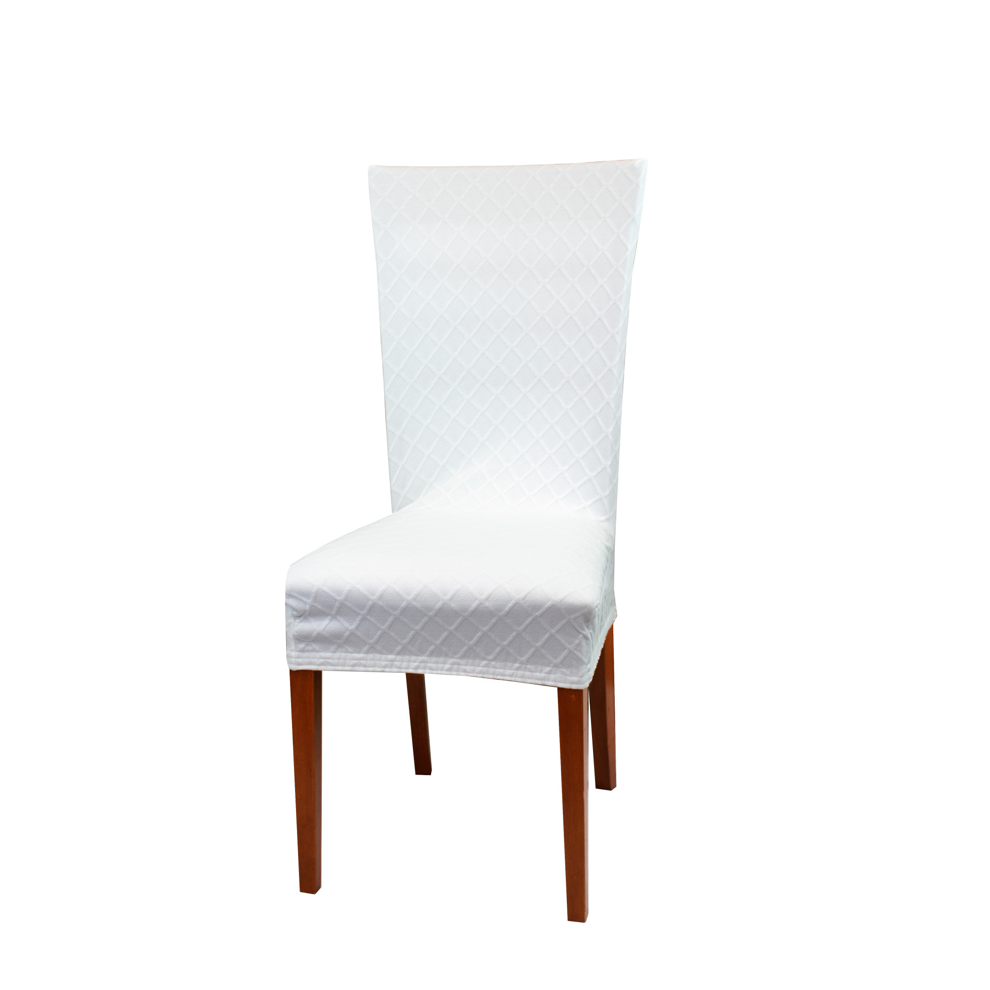 Univerzální elastický potah na židli Káro - Bílá