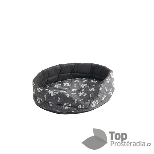 Oválný pelech pro psy II 50x40x13,5 - My dog my love tmavě šedý