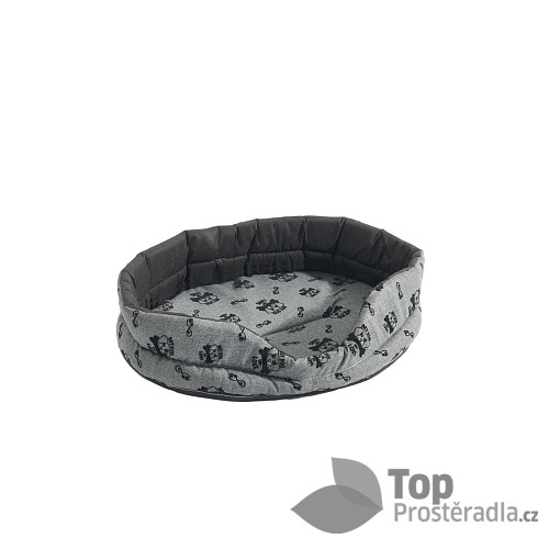 Oválný pelech pro psy III 56x48x14 - My dog my love šedý