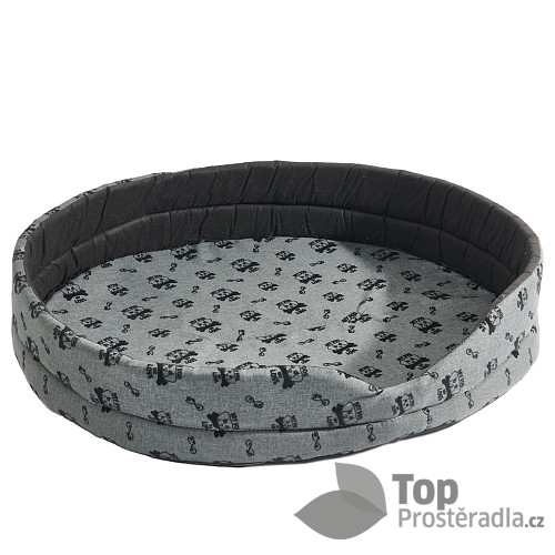 Oválný pelech pro psy VIII 76x68x16 - My dog my love šedý