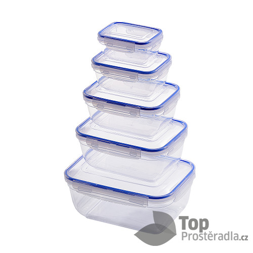 Plastový box na potraviny set 5ks - 0,4 L, 0,8 L , 1,4 L , 2,3 L, 4 L