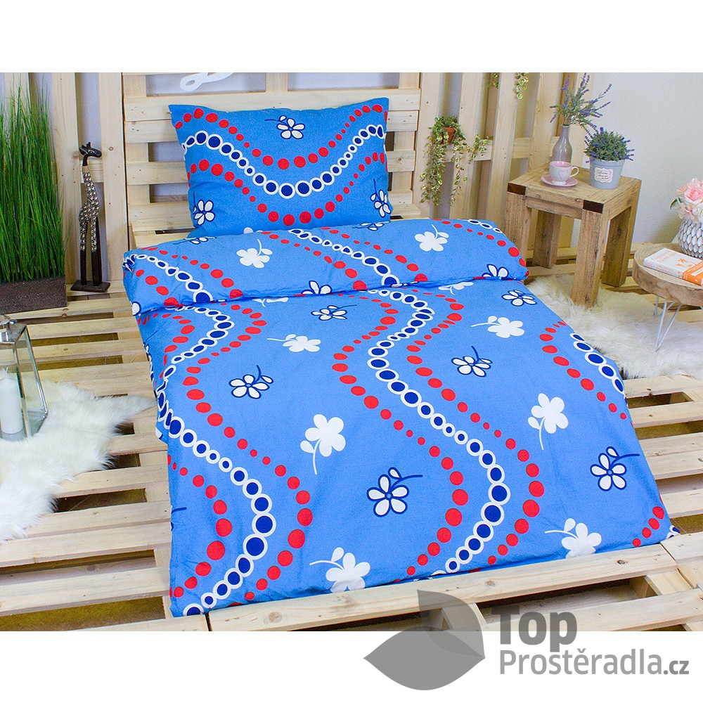TOP Bavlněné povlečení 140x200+70x90 Modré kuličky