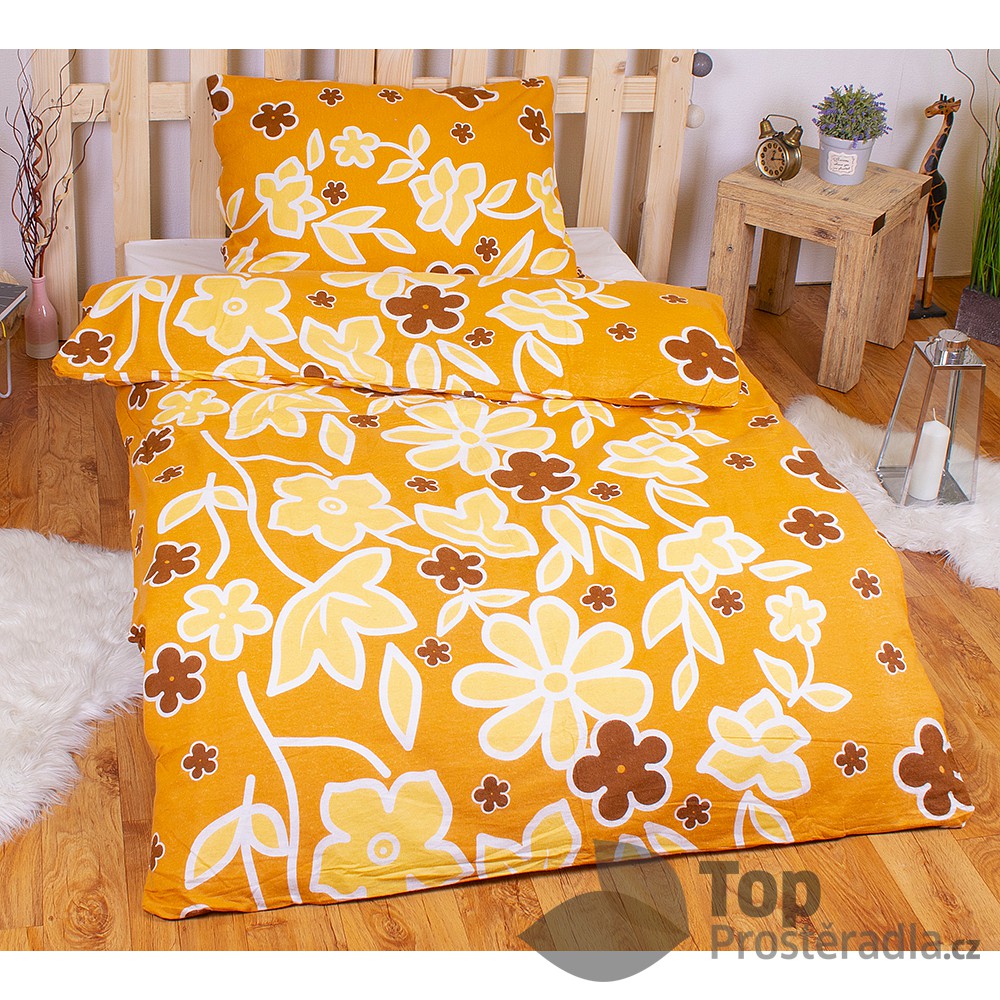DELUXE FLANELOVÉ POVLEČENÍ 140x200 70x90 Žluté květy