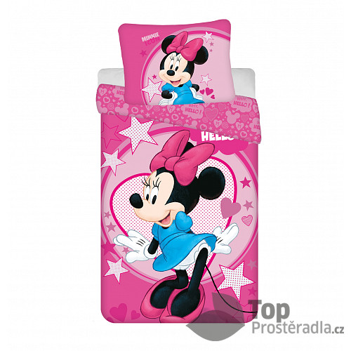 Povlečení z mikrovlákna 140x200+70x90 Minnie Hello pink