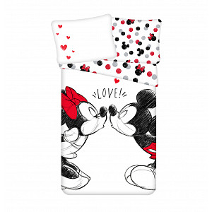 Bavlněné povlečení 140x200+70x90 Mickey a Minnie Lovely kiss