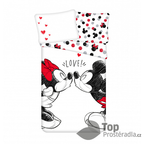 Bavlněné povlečení 140x200+70x90 Mickey a Minnie Lovely kiss