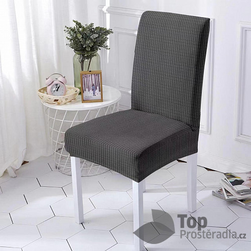 Univerzální elastický potah na židli jednobarevný - Černá 6ks