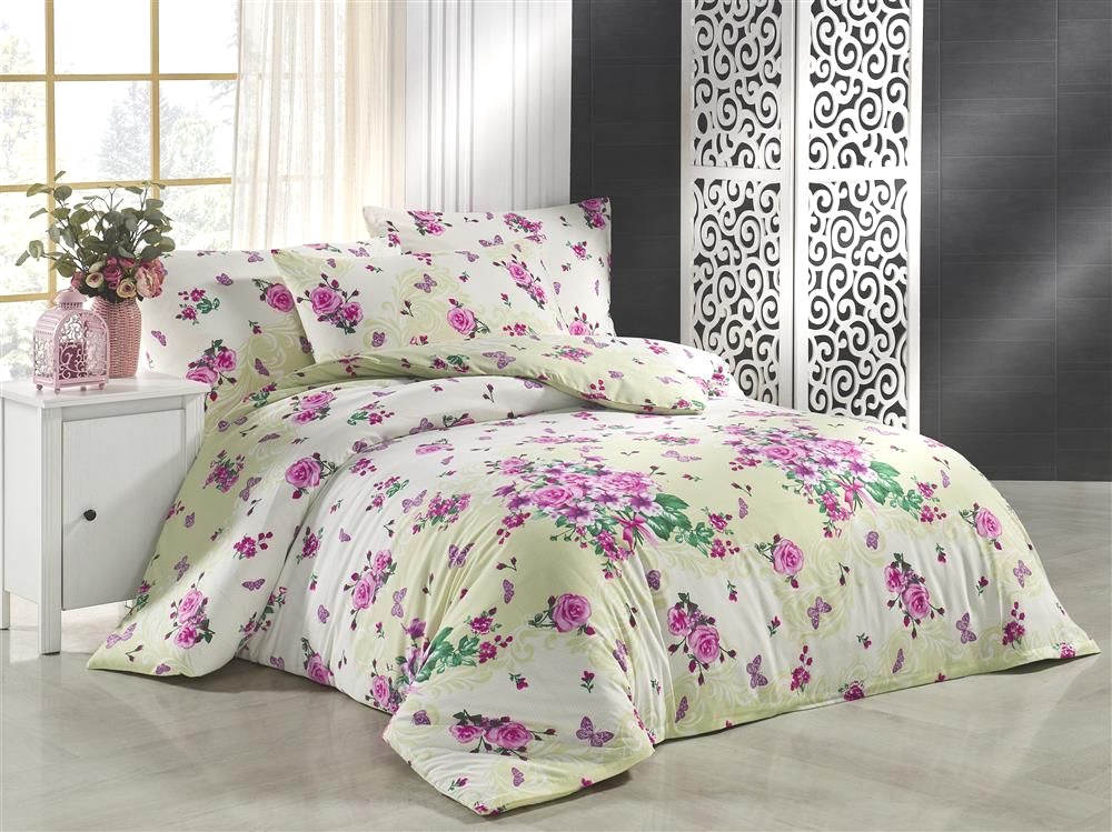 Prodloužené bavlněné povlečení 140x220+70x90 - Kytice