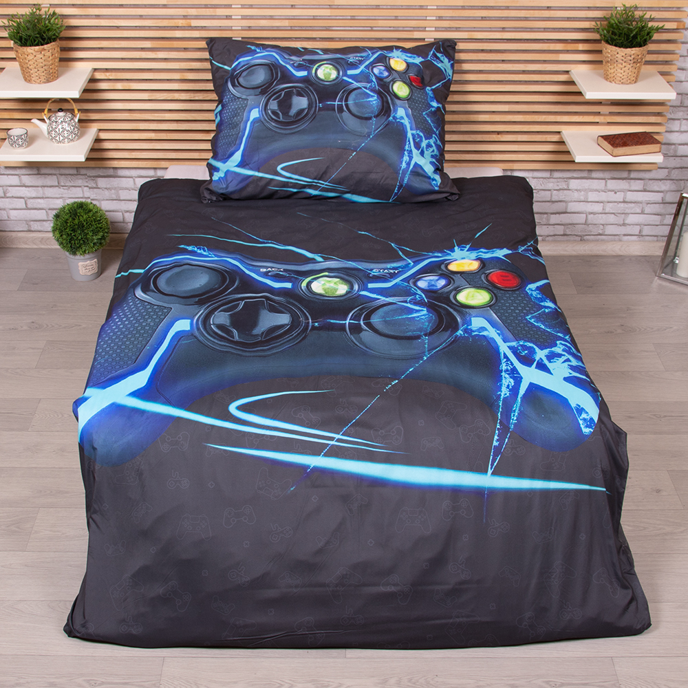 TP 3D povlečení 140x200+70x90 Konzole černá