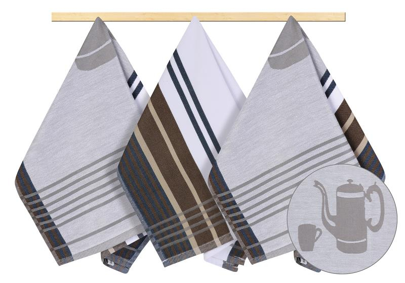 TP Kuchyňské utěrky - sada 3 kusů - Šedá konvička