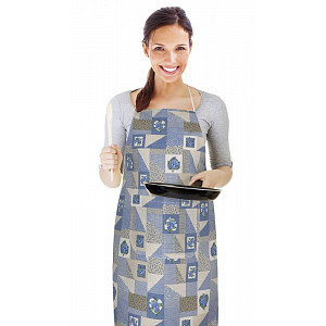 Kuchyňská zástěra EMA - Patchwork modrý