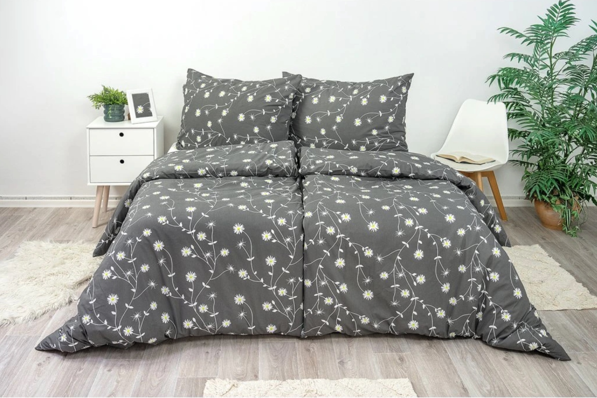 Bavlněné povlečení Deluxe 140x200+70x90 Kopretiny