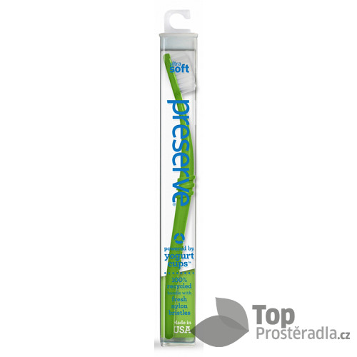 Preserve Zubní kartáček (ultra soft) - zelený - z recyklovaných kelímků od jogurtů