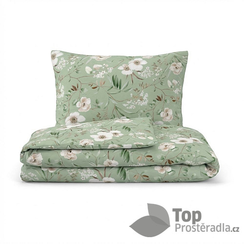 Bavlněné povlečení DELUXE 140x200+70x90 MAGNÓLIE zelená