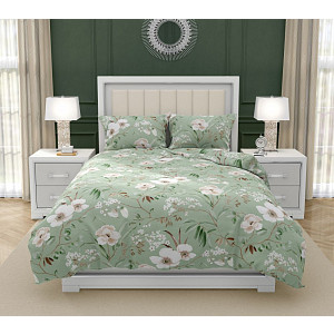Bavlněné povlečení DELUXE 140x200+70x90 MAGNÓLIE zelená