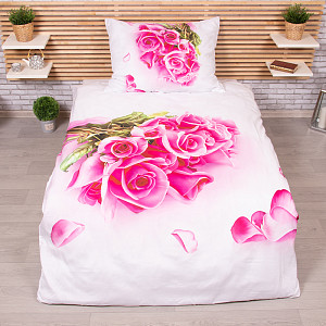 3D povlečení 140x200+70x90 Pink roses